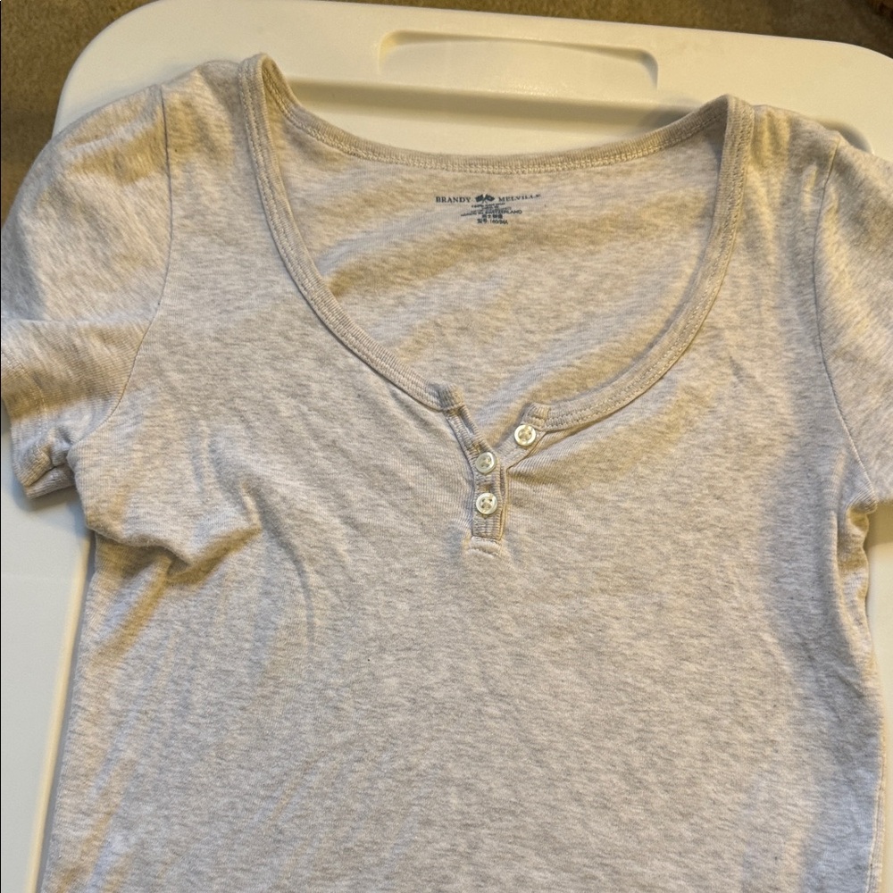 Brandy Melville Light Gray Henley Top